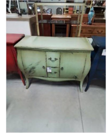 COMMODE STYLE RÉGENCE ACAJOU LAQUE  VERT CLAIR  2 PORTES 2 TIROIRS PLATEAU MDF B 003